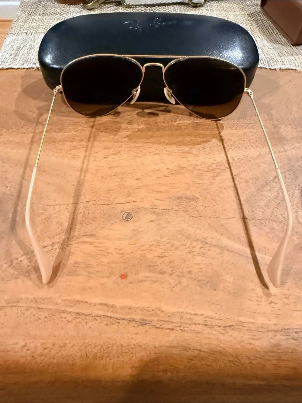 Ray-Ban Gold Aviator Sunglasses with Brown Lenses